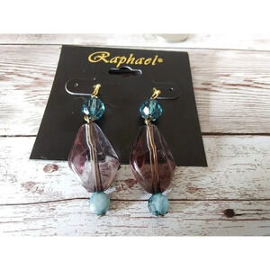 NWT Blue and Purple Beaded Dangle Earrings